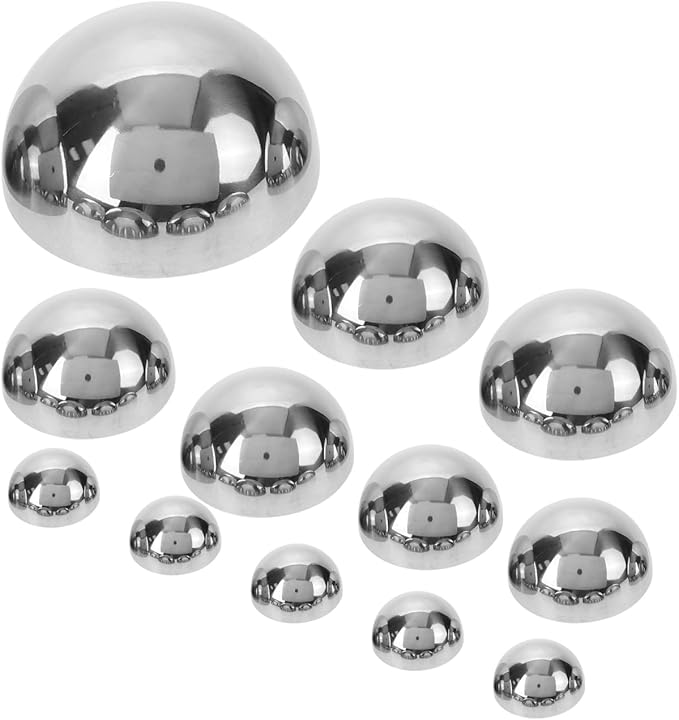 HANABASS 12Pcs Gazing Balls Reflective Hemisphere Stainless Steel Garden Mirror Globe Polished Ornament Sphere Hollow for Home Outdoor Pond Housewarming Swimming Pool Decoration