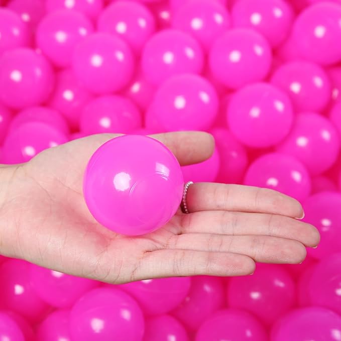 Ball Pit Balls for Kids, Plastic Refill 2.2 Inch Balls, 100 Pack, Bright Colors, Phthalate and BPA Free, Includes a Reusable Storage Bag with Zipper