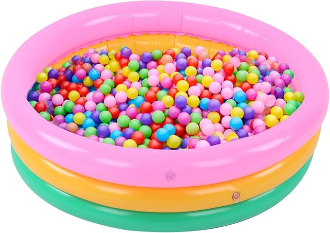 Kiddie Pool, Round Shape Bright Color Baby Basin Pool, Inflatable Swimming Pool for Indoor (L)