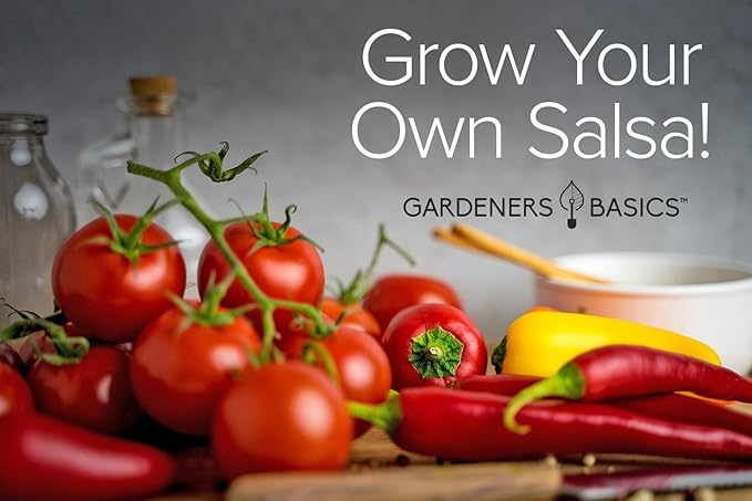 Gardeners Basics, Heirloom Hot Salsa Growing Seed Packets 8 Varieties Habanero, Jalapeno, Serrano Peppers, Roma, San Marzano Tomato, Cilantro, Green Onion, Tomatillo for Garden Non-GMO Heirloom