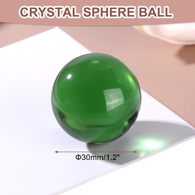 uxcell 30mm/1.2" Crystal Sphere Ball Glass Solid Decorative Sphere Crystal Ball Prop Ornament for Feng Shui Divination Fortune Telling Tabletop Fountain Decoration, Green