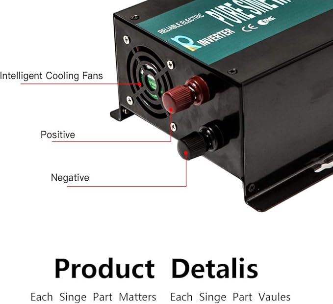 WZRELB 800W 12V 120V Pure Sine Wave Power Inverter DC to AC System Car Inverter