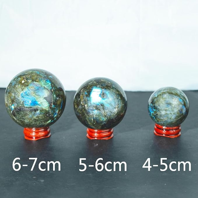 5-6CM/1.97-2.36inch Natural Crystal Ball Labradorite Sphere Moonstone Stone Crafts Polished Decorative Sphere Reiking Healing Crystals Ball Stone Fengshui Home Decoration(50-60mm, Labradorite)