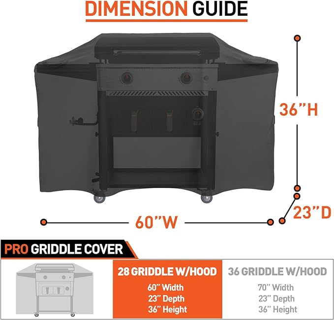 Arcedo Griddle Cover for Blackstone 28 Inch ProSeries, 60 inch Grill Cover for Griddle Cooking Station with Hood, Weather Resistant Outdoor Heavy Duty Waterproof Flat Top Gas Grill Protector, Black
