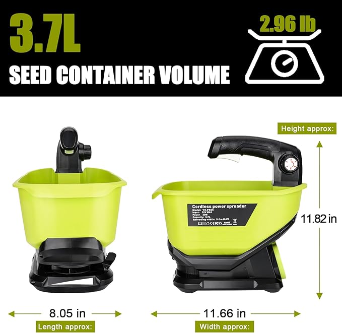 Salt Spreader for Ryobi 18V Battery, Handheld Power Spreader for Seeds, Fertilizer, Year-Round Coverage for Grass Seeds, Rock Salt, and ice melt Seasons. (Tool only)