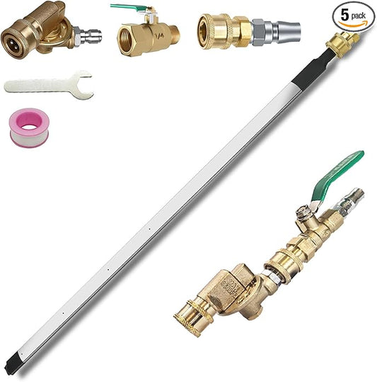 Lucstar Radiator Cleaning Wand,Radiator Genie Water Air Cleaning Wands, 24“ Wand+ 7 Angles Coupler+ Valve Switch, Air Filter Cleaner for Car Truck Power Washer Wand,Gutter Cleaning