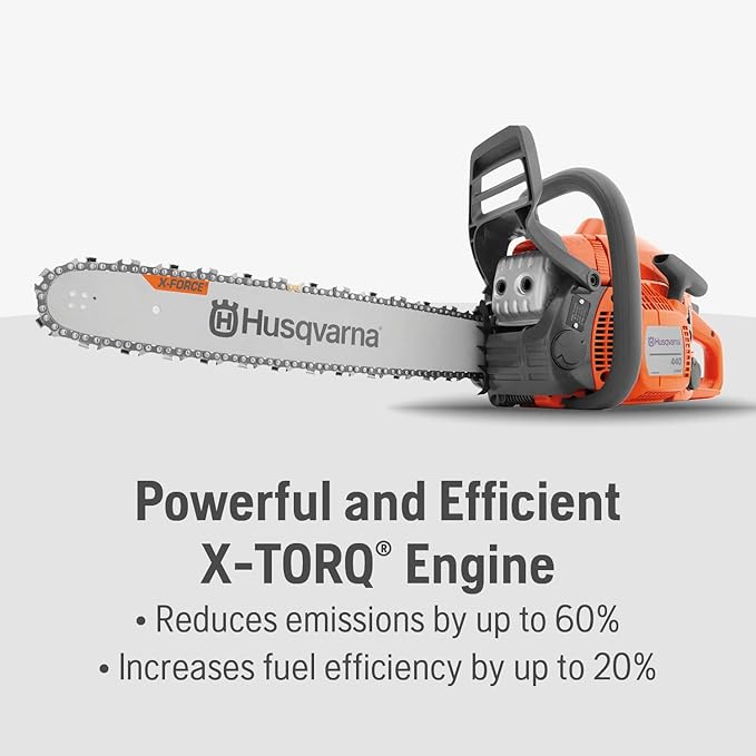 Husqvarna 440 Gas Chainsaw, 40-cc 2.4-HP, 2-Cycle X-Torq Engine, 18 Inch Chainsaw with Smart Start, For Wood Cutting and Tree Trimming, 970612318