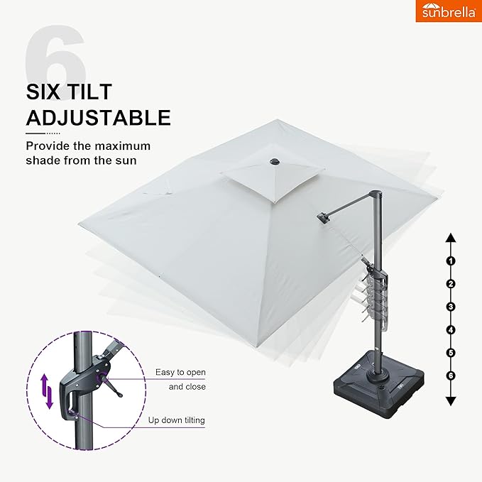 PURPLE LEAF Cantilever Umbrella with Base Included 9' X 12' Outdoor Patio Rectangular Umbrella with Double Top Large Heavy Duty 360° Rotation Offset for Deck Garden Pool Canvas Natural