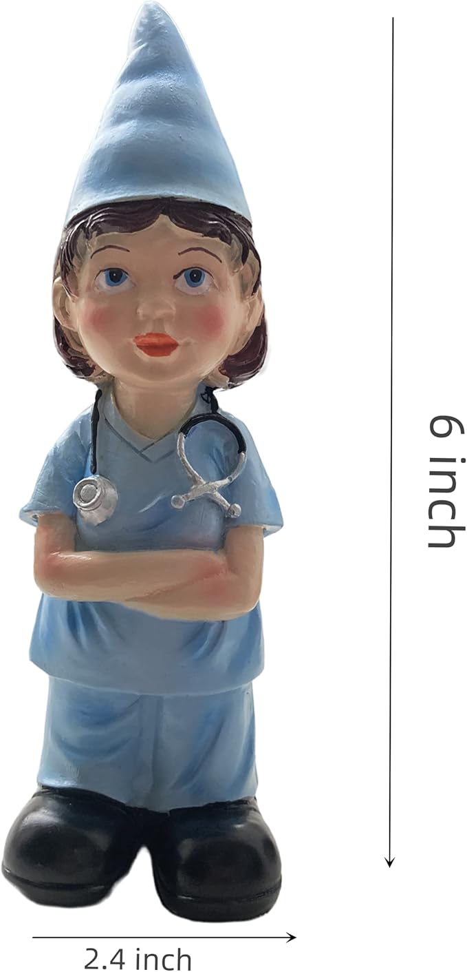 molchagar Nurse Garden Gnome Statue,Healthcare Worker Gnome Figurine for Lawn Ornaments Indoor or Outdoor Decor Christmas Birthday Gift