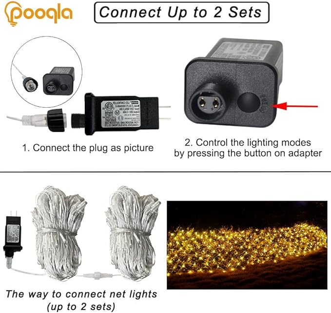 Warm White Net Lights Outdoor, 300 LED Christmas Net Mesh Lights for Bushes 15x5ft, 8 Modes Waterproof Twinkle String Light Connectable Plug in for Halloween Hedge Yard Garden Party Decor