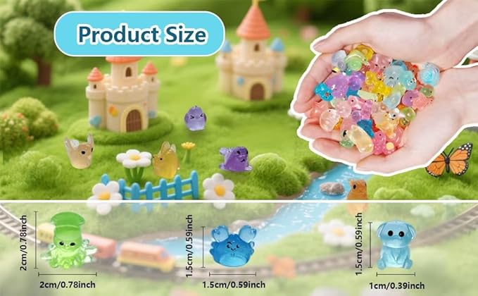 150/200 Mini Resin Animals Variety Pack Kit, 30 Types Tiny Resin Animals Figures, Hide Mini Figures Micro Landscape Ornaments Fairy Garden Accessories