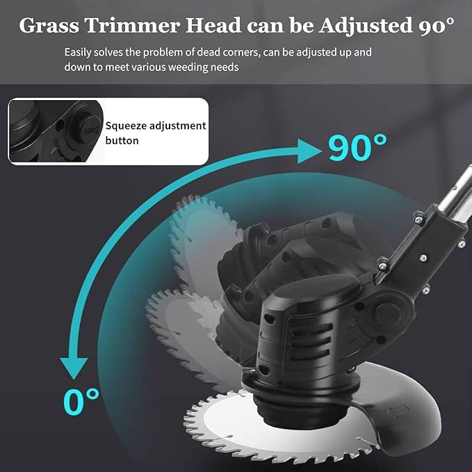 21V Electric Weed Wacker with Wheel, Cordless Weed Eater with 2 x Batteries & 1 Charger, 3 in 1 Grass String Trimmer/Brush Cutter/Edger, Stringless Lightweight Weed Trimmer for Garden, Yard and Lawn