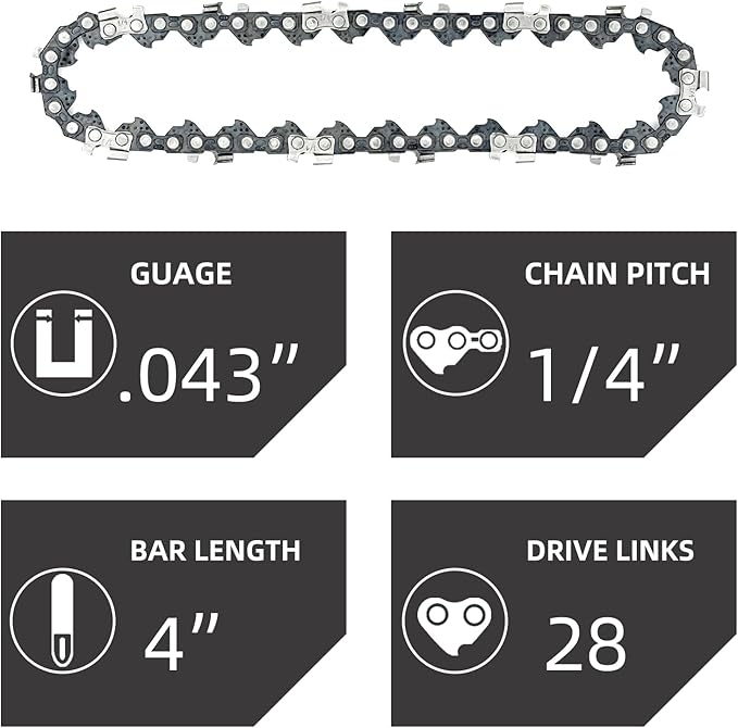 5 Pieces GTA 26 4 Inch Mini Chainsaw Chain for Stihl GTA 26 Replace Blade Pruner Mini Chainsaw Hand Held 4-inch Portable Electric Chainsaw Cordless for Tree Branches 3670 005 0028