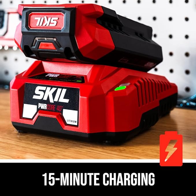 SKIL PWR CORE 40 Brushless 40V 15'' String Trimmer Kit with Smart Load Includes 2.5Ah Battery and Auto PWR Jump Charger- LT4832C-11