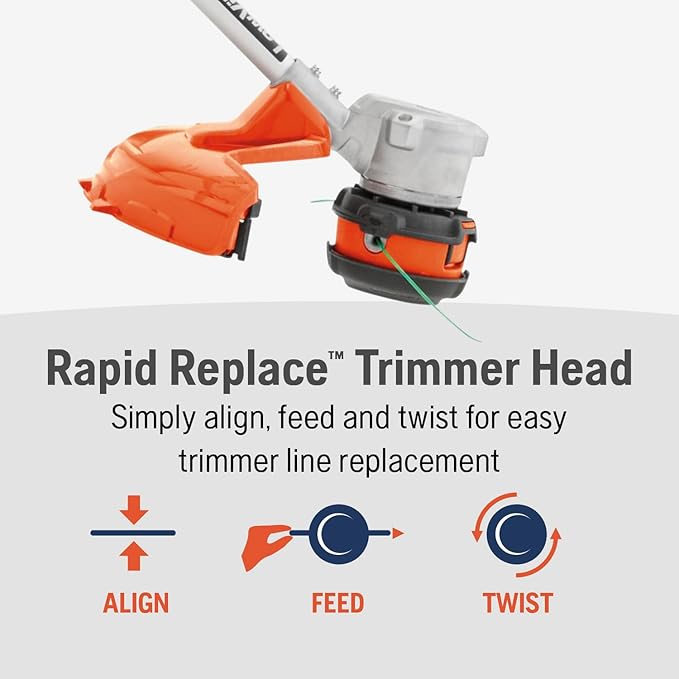 Husqvarna WeedEater 320iL Cordless String Trimmer with 4 Ah Battery and Charger, 16-Inch Straight Shaft Electric Weed Eater with Rapid Replace Trimmer Head for Seamless String Reloading, 970480104