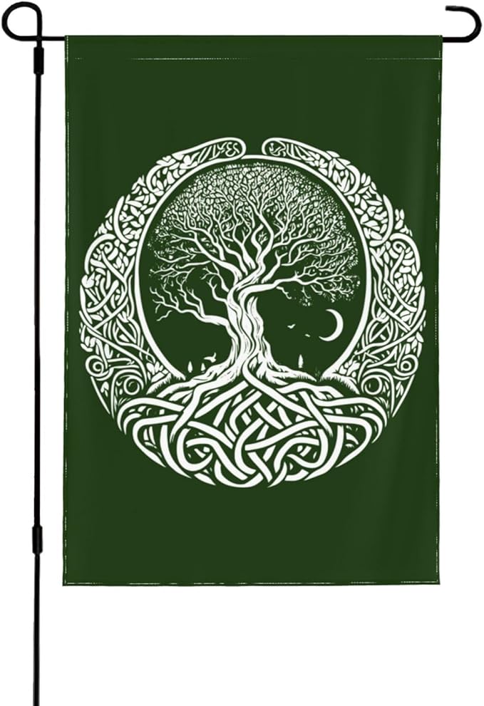 Viking Tree Garden Flag Vertical Double Sided Outdoor Yard Tree Flags 12.5x18 Inch Burlap Banners Vertical Double Sided for Outdoor Decor Lawn