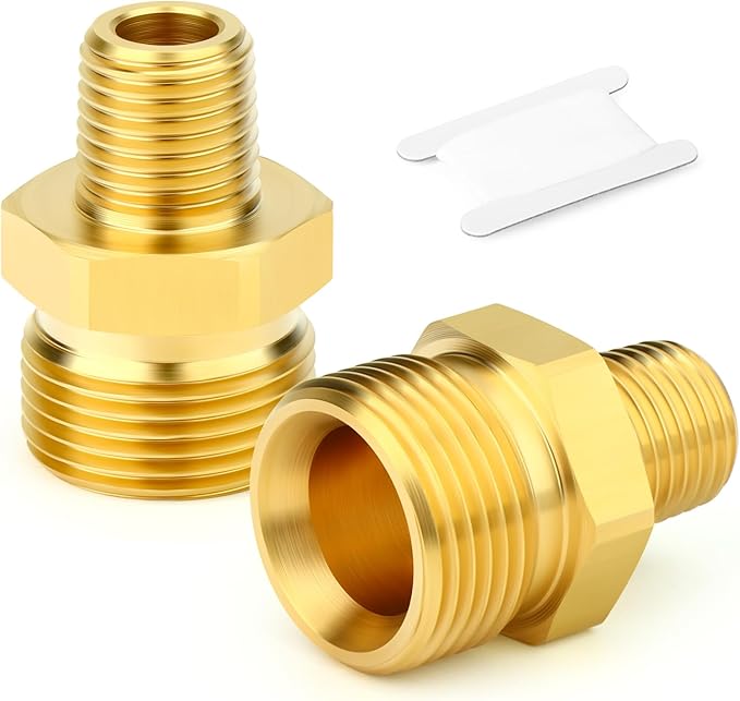 GASHER 2Pcs Brass M22 Pressure Washer Fitting,M22-14mm Male x 1/4"NPT Male Thread Fittings,For Pressure Washer Hose