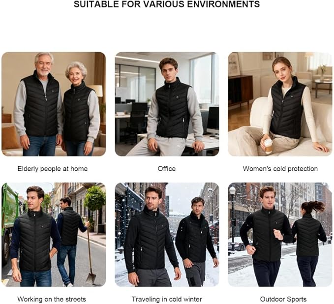 Heated Vest for Men Women with 9 Heating Zones and Rechargeable Battery Pack, Heated Jackets for Winter