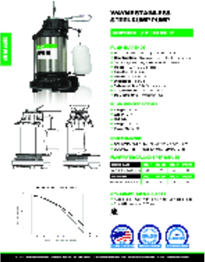 Wayne 58321-WYN3 CDU980E 3/4 HP Submersible Cast Iron and Stainless Steel Sump Pump with Integrated Vertical Float Switch, Large, Silver