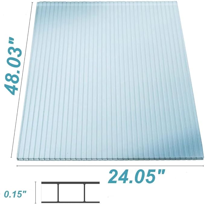 14 Pcs Polycarbonate Greenhouse Panels, 4' x 2' x 0.15'' Twin-Wall Panels, UV Protected Reinforced Clear Sheets for Greenhouse, Outdoor, Plant Stand Roof (14)