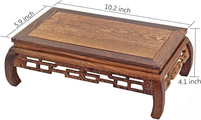 GOLDY&WENDY Oriental Furniture Rosewood Rosewood Pedestal Stand Rectangular Carved Wooden Base Art Antique Furniture Decoration