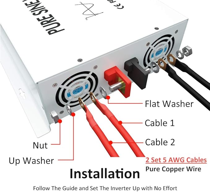 WZRELB 3000W 24V Pure Sine Wave Solar Power Inverter DC to 110V AC Converter (RBP300024W)