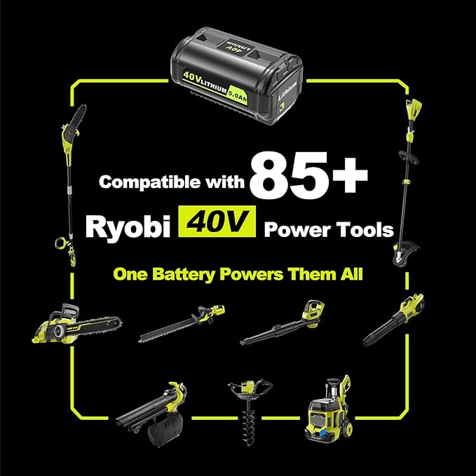 5.0Ah Replacement for Ryobi 40V Battery Lithium Ion Compatible with Ryobi Battery 40V Cordless Power 40 Volt Battery OP4040 OP40401 OP4026 OP40261 OP4050 OP40201 OP40601