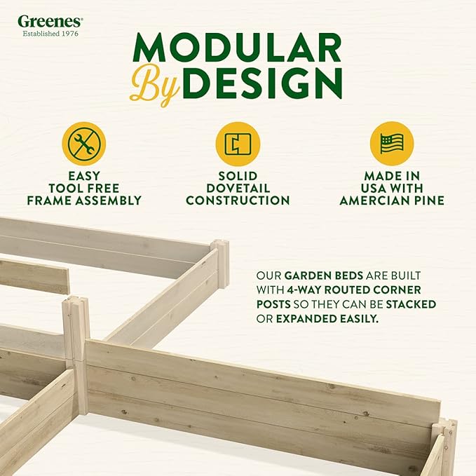 Greenes Fence Original Pine Raised Garden Bed, 2' x 8' x 7" - Made in USA with American Pine