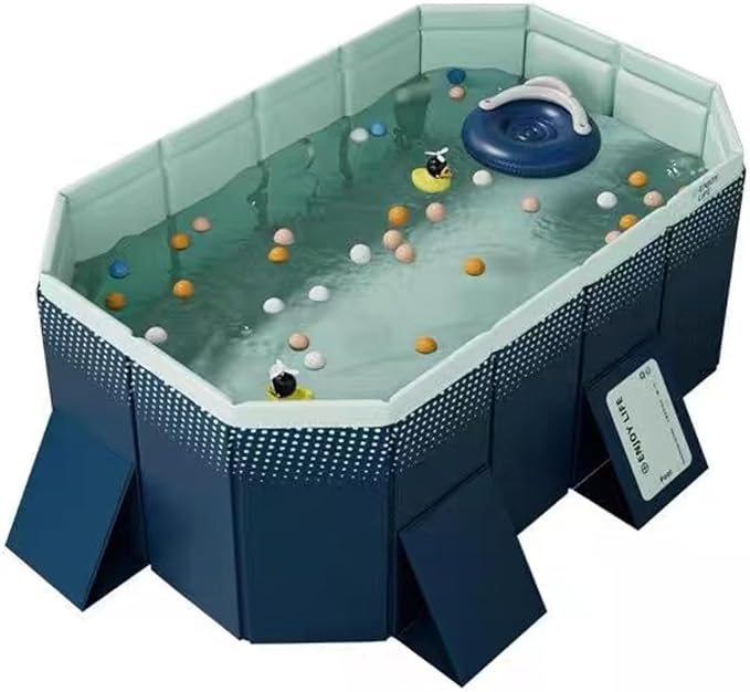 1.8m PVC Folding Pool, Non-Inflatable Portable Swimming Pool for Kids and Adults, Hard Plastic Shell Outdoor Pool with Foldable Design for Backyard, Patio, Beach