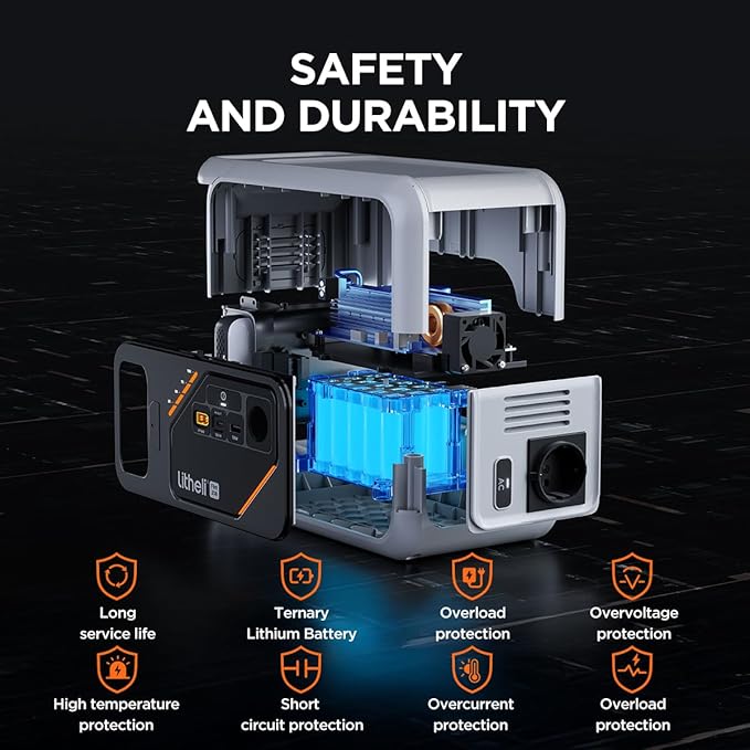Litheli 218 Serious Portable Power Station 216 Wh Camping Lithium Battery Solar Generator, 200W AC Outlet, Power Bank for Home Outdoor Emergency RV Van Hunting