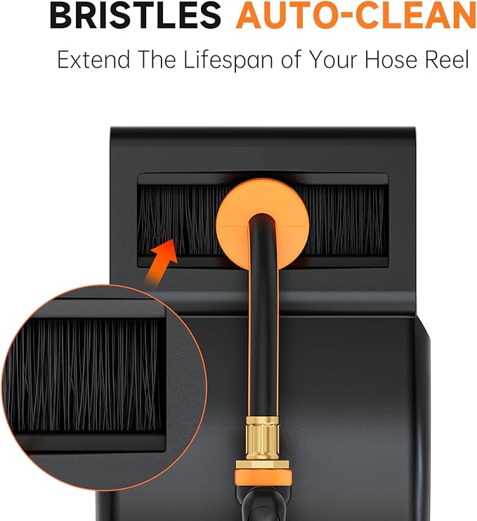 GARDENJOY Retractable Garden Hose Reel, 65 ft x 1/2 inch Heavy Duty Garden Hose with 180°Swivel Wall Mounted Bracket, 10 Pattern Sprayer Nozzle, Any Length Lock & Slow Return System