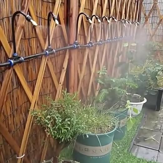 360° Adjustable Drip Irrigation System 32.8FT Garden Watering System with 10 Nozzles, Garden Irrigation System, Greenhouse Accessories, Atomizing System for Yard, Lawn, Plants, 5/16 in Hose