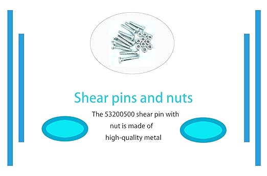 Shear pin and nut Set of 10, Suitable for Ariens 532005 53200500 510016 51001600, Compatible with Ariens Classic 24E, Compact 20, Compact 24, Compact Track 24, SNO Tek 20 120V Snow Blower