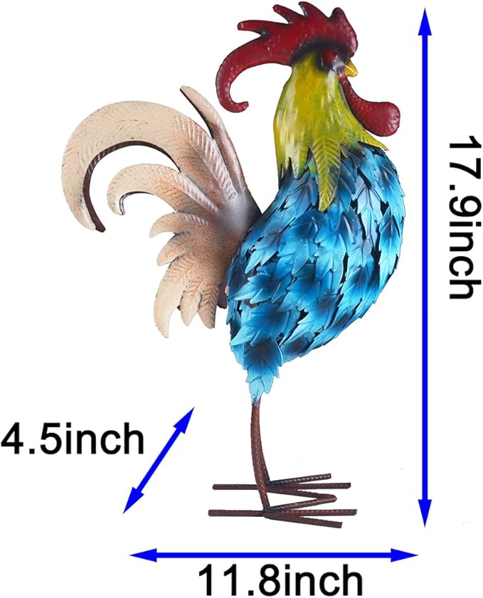 Rooster Statue Vintage Chicken Animal Sculpture Garden Decoration Metal Yard Art for Patio Lawn Backyard Outdoor Indoor Decoration