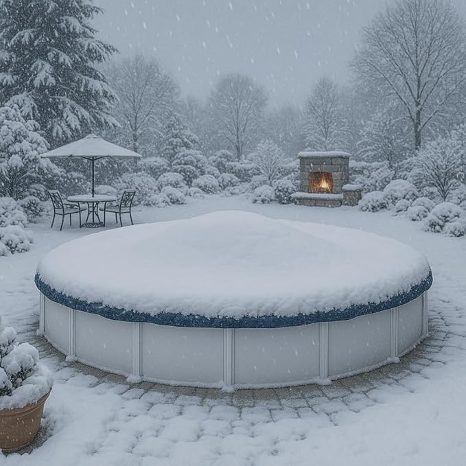 18’ ft. Round Pool Winter Cover for Above Ground Pools - 8-Year Warranty, Cold and UV Resistant, Weatherproof and Durable, Winch & Cable Included