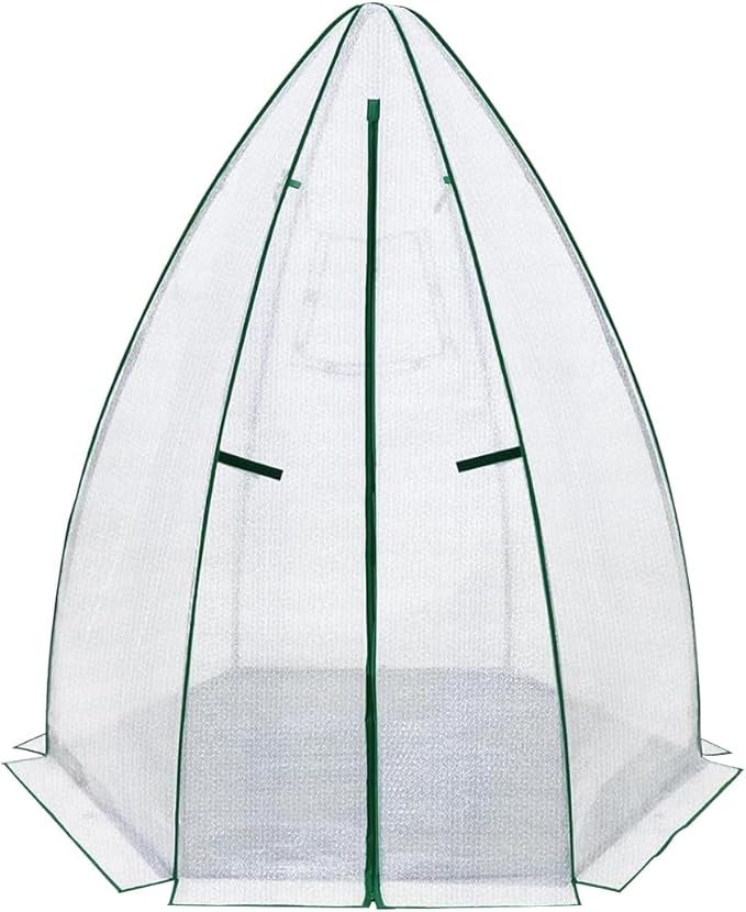 Greenhouse for Outsides, 54”x 54”x 71” Heavy Duty Green House Tent with Durable PE Cover, Garden Plant Protector with Zippered Door Mesh Window for Vegetables Flowers Fruits Herbs, White