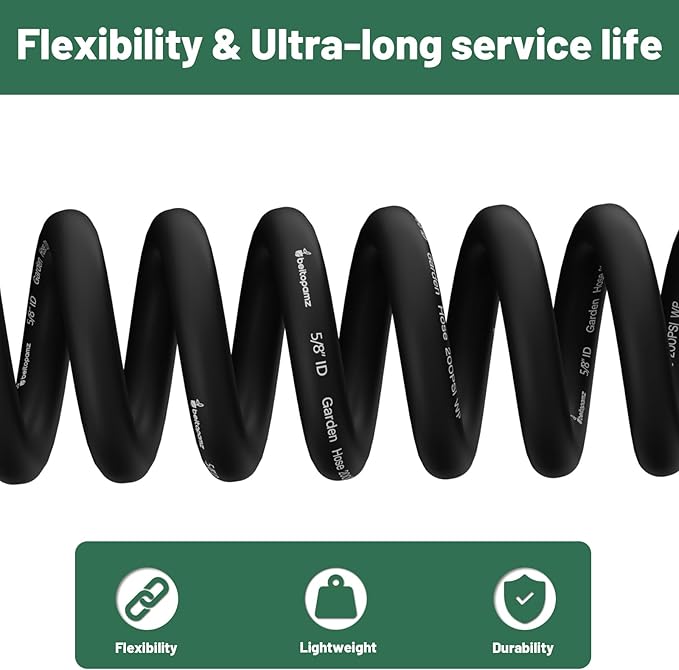 Short Garden Hose 1 ft x 5/8 in Small Water Hose Extend Connector, Lightweight Rubber Hybrid Leader Hose, Leak-Free Connections,Female to Female Fittings, Black