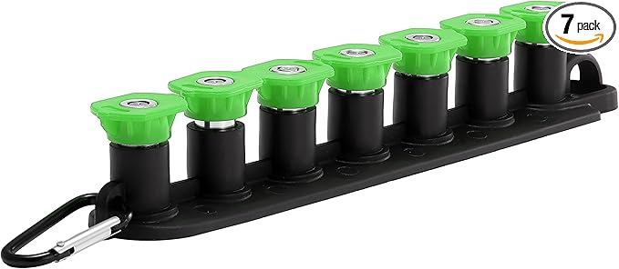 Tool Daily Pressure Washer Tips, 25 Degree Green Power Washer Nozzle Tips 7 Pack with Nozzle Holder, 1/4 Inch Quick Connect, 4000 PSI