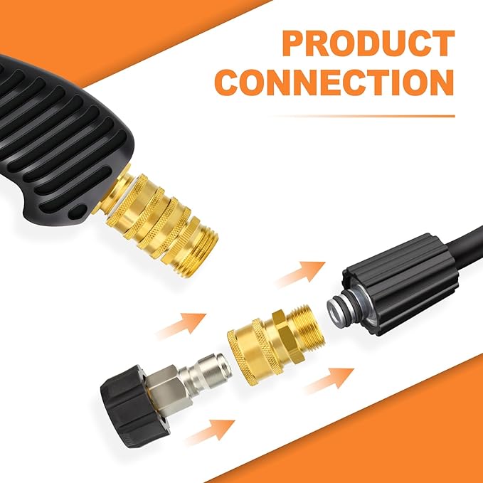GASHER Pressure Washer Quick Connect Kit, M22 to 3/8" Quick Connect, 3/4" to Quick Release, M22 14mm Quick Connect Swivel Fittings