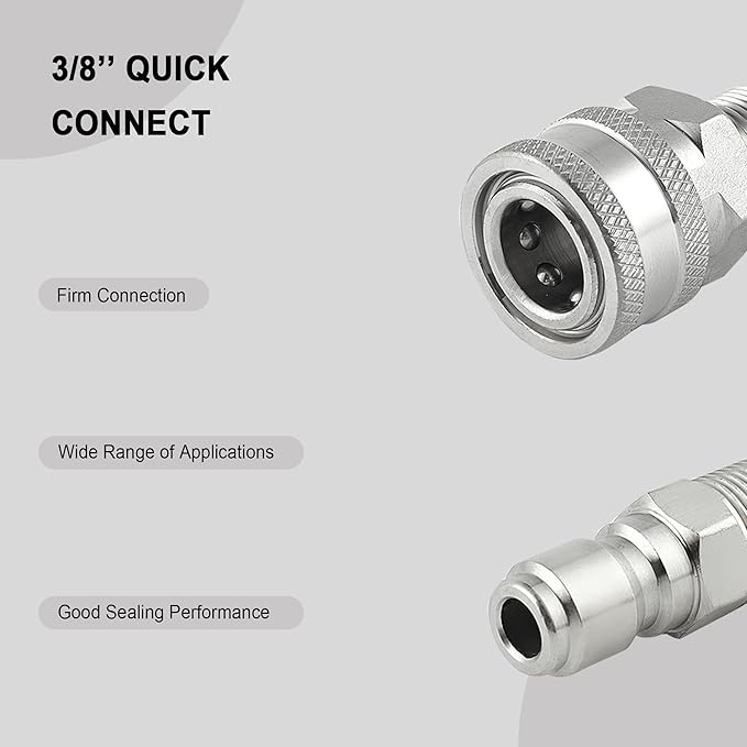 Ball Valve Pressure Washer for Hot Water, Stainless Steel, 3/8” Quick Connect Shut Off Valve for High Power Washer Gun and Hose, 5000 PSI
