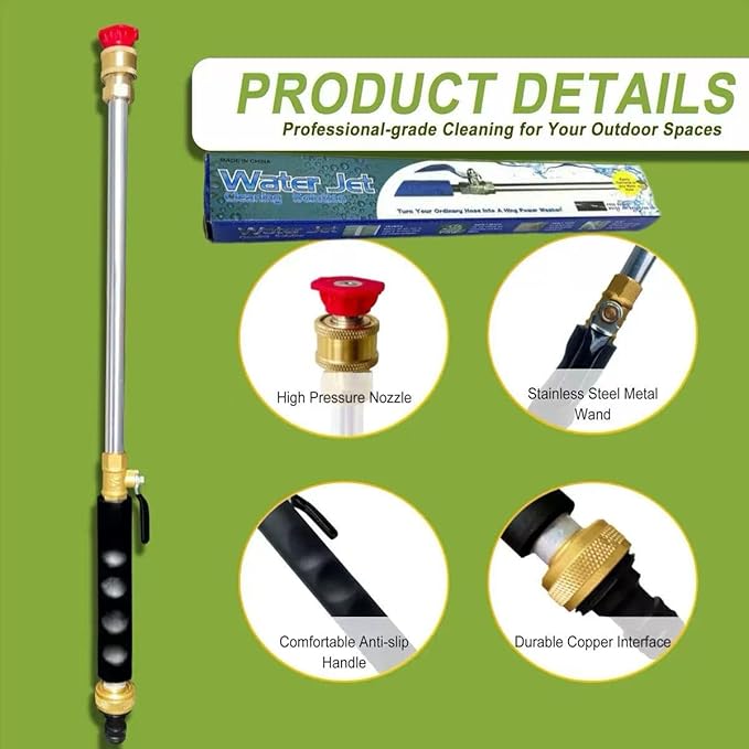 Jet Flux High-Pressure Washer, Upgraded Cleaning Tool for 2025, Equipped with 2 Water Jet nozzles, Quick-Connect Spray, Suitable for Garden Hoses, car Washing, and Home Cleaning