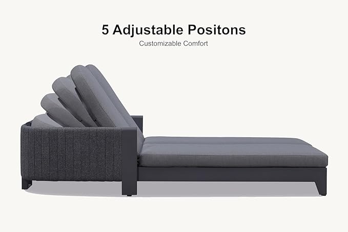 PURPLE LEAF 8 Pieces Patio Conversation Sets with 2 Person Lounge Chair All Weather Outdoor Couch Sectional Set with Ottoman Patio Conversation Set for Garden Poolside Backyard Gray