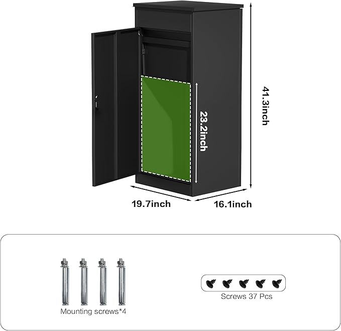 Package Delivery Boxes for Outside,Enlarged Porch Box for Packages with Coded Lock,Large Space,Waterproof,Cold-Rolled Steel Package Lock Box (19.7”x16.1”x41.3”)