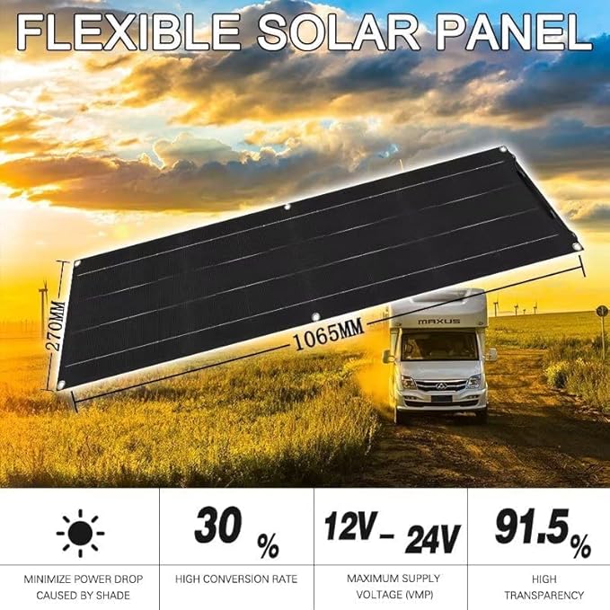 600 Watt Flexible Solar Panel for RV, 2 × 300 Watt 12 Volt Solar Power Panel Kit with 40A Solar Charge Controller Monocrystalline Solar Panels for Camping Off Grid Car Battery Charging Boat