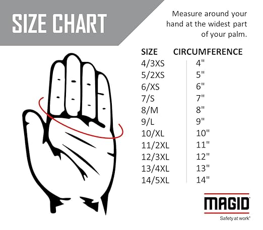 MAGID HandMaster Professional Rose Pruning Gloves, 12 Pairs, Size 8/Medium, BE195T