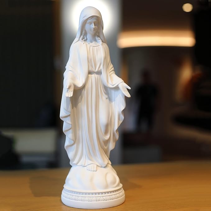 12 Inch Blessed Virgin Mary Decorative Figurine，Catholic Religious Gifts 12 Inch Resin Statue Figurine (White)…