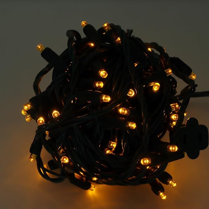 100 LED 5MM Yellow Christmas Lights, 33FT Indoor/Outdoor String Light, Mini Lights for Garden, Patio, Christmas Trees - Green Wire, Commercial Grade, UL Listed