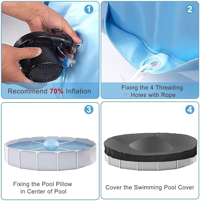 Pool Pillows for Above Ground Pools, 4ft Dia Heavy Duty Swimming Pool Air Pillow 0.4mm Thickened Pool Closing Winter Kit Pool Cover Float Balloon with String Repair Tape for Winterizing Ice Equalizer