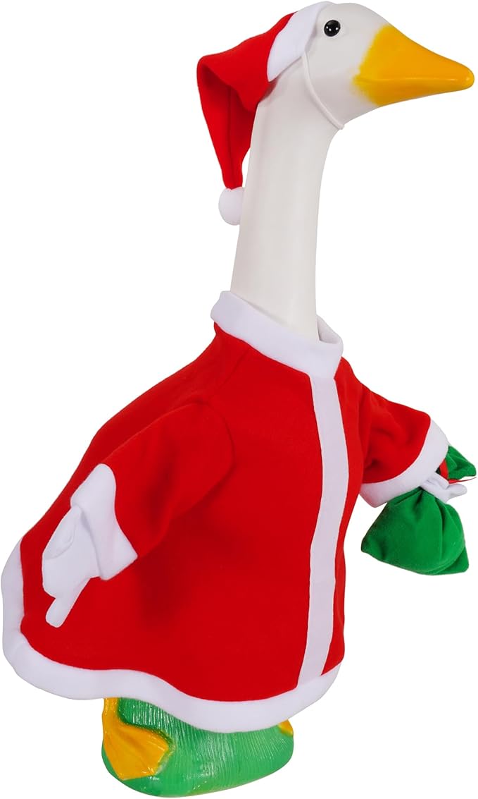 Porch Goose Outfits Outdoor Decoration: 2Pcs Santa Costume Set 23"/ 17" Lawn Goose Statue Red Clothes for Theme Party Garden Patio Yard