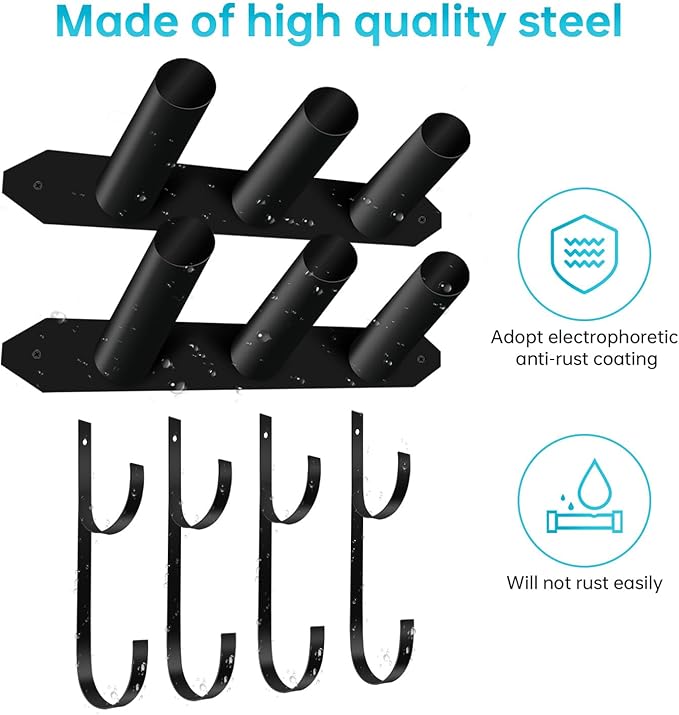 Jantens Swimming Pool Accessory and Equipment Organizer, Pool Maintenance Tool Organizer for Pool Vacuum, Skimmer Net, Hose, Telescopic Pole and More Above Ground Pool Accessories, Black, A&EO02